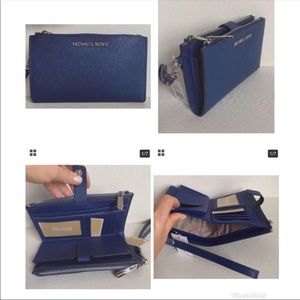 NWOT Michael Kors Navy Double Zip Wallet